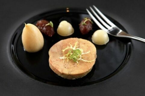 Halal foie gras served as a fine dining dish
