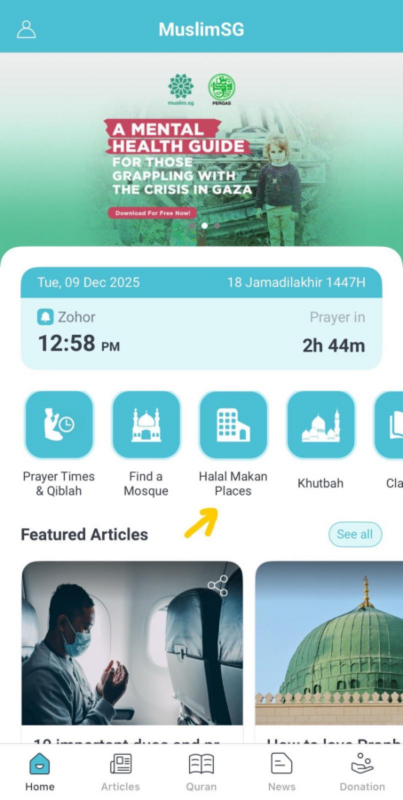 Muslim.sg app, halal food, where to eat